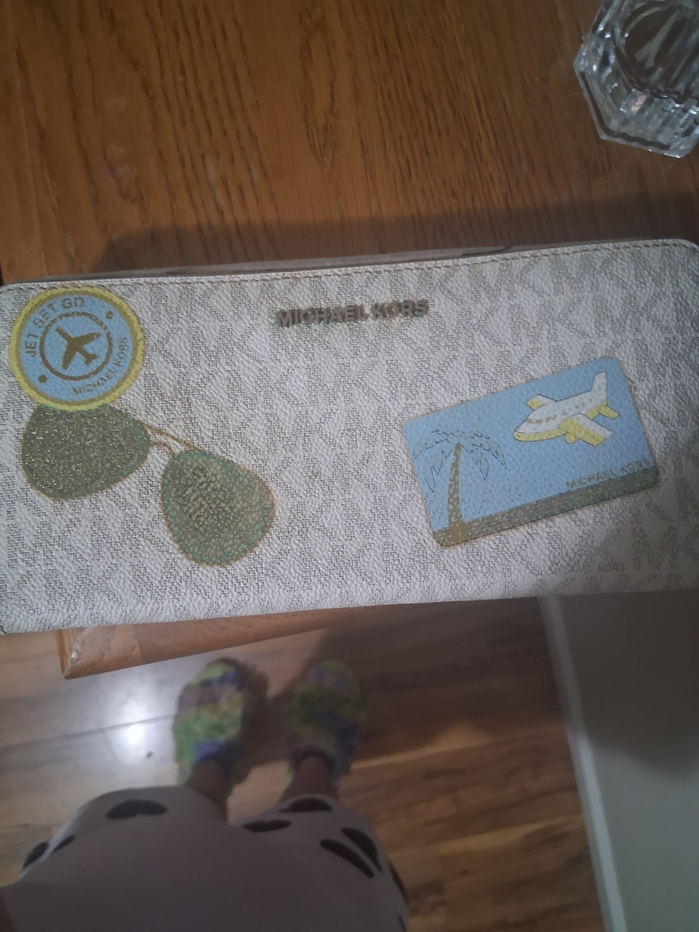 Michael Kors Travel Patch Continental Wallet - Cream Travel Edition